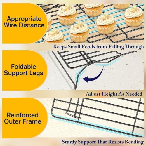 3 Tier Stackable Cooling Rack for Batch Cooling, 15.8"x 10"-Black