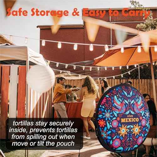 Zippered Tortilla Warmer Pouch - Fit 10’’ Burrito Size Tortillas