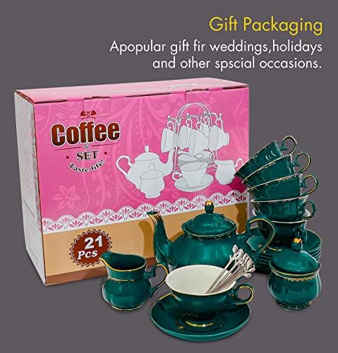 CHENP.HMC Tea Set 22-Piece Porcelain Ceramic Coffee Tea Sets Cups