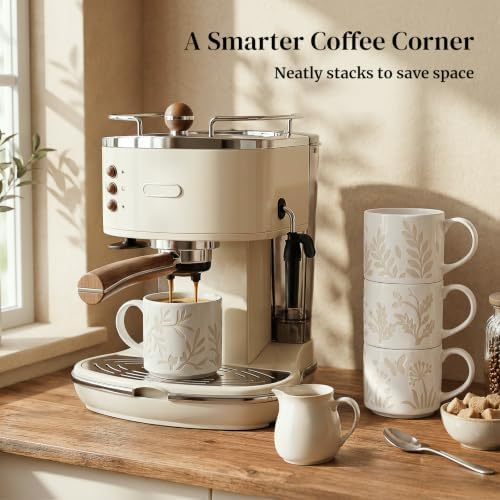 DOWAN Coffee Mugs Set of 4, 14 oz Ceramic Mugs for Latte, Cappuccino