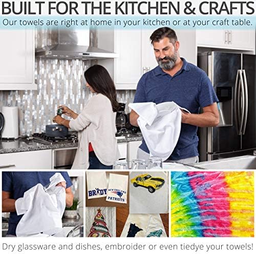 Aunti Em's Kitchen Flour Sack Dish Towels for Embroidery, White