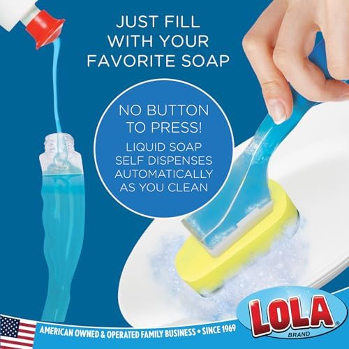 LOLA Dish Brush with Soap Dispenser, 1 Brush & 6 Refills