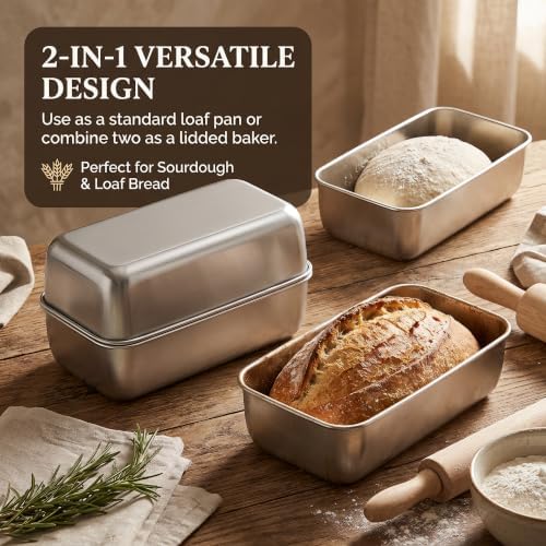 LIANYU Loaf Pans 9x5 Inch, 8 Pack Bread Pans for Baking, Stainless