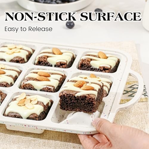 Vinino Silicone Brownie Pans with Dividers, 2 Pack with Metal Frame
