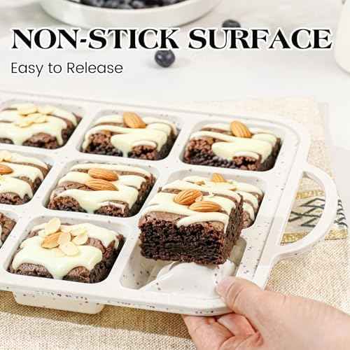 Vinino Silicone Brownie Pans with Dividers, 3 Pack with Metal Frame