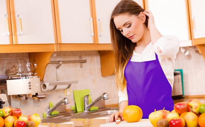 12 Pcs Purple Bib Bulk Aprons for Women Men Adult Girls Unisex - Image 7