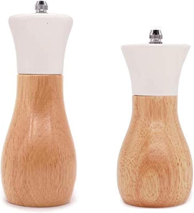 Tessie & Jessie Salt Grinder White Wooden Pepper Grinder Sea Salt And Pepper by TessieJessie