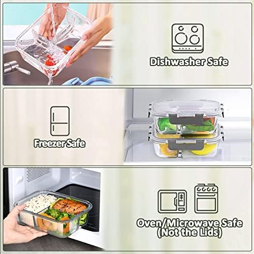 M MCIRCO 5-Pack 36 oz Glass Meal Prep Containers with Lids