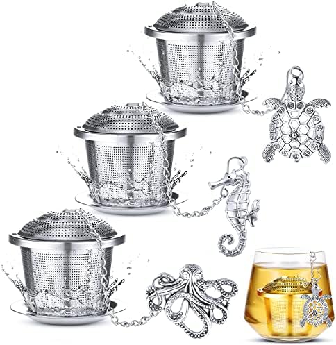 Chengu 3 Sets Loose Leaf Tea Infusers Stainless,Aquatic Creatures