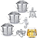 Chengu 3 Sets Loose Leaf Tea Infusers Stainless,Aquatic Creatures