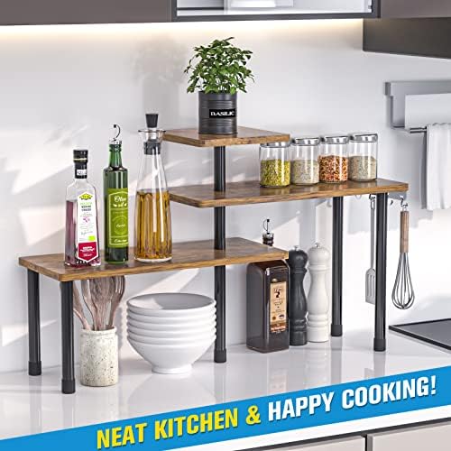 JayRex 3-Tier Kitchen Countertop Corner Shelf, Rustic Brown