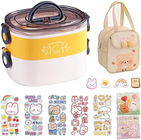 Kawaii Bento Box, Leakproof Lunch Box with Bag & Tableware
