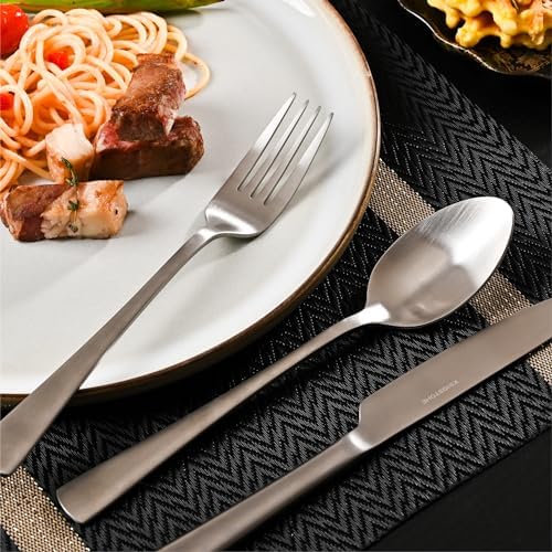 18/10 Flatware set for 4, 20 Piece Matte Stainless Steel Silverware