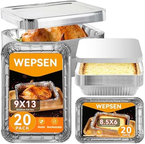 40 Pack Aluminum Pans with Lids,20 Large 9x13" Aluminum Pans