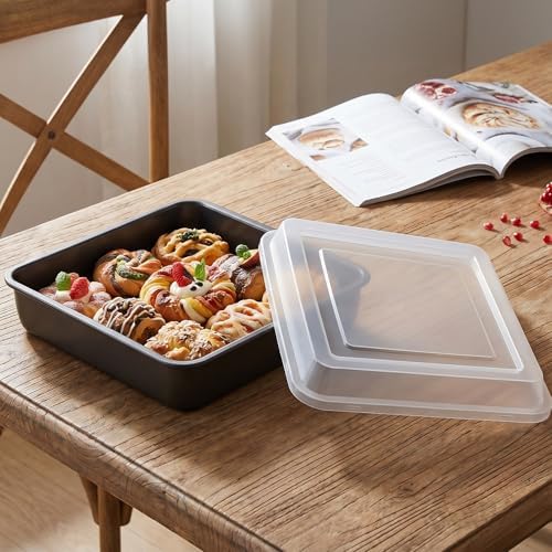 8x8 Baking Pan with Lid 2Pcs Stainless Steel Square Cake Pan for