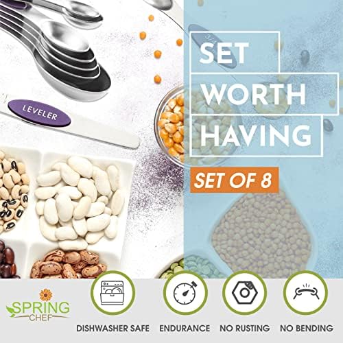 Spring Chef Dual Sided Magnetic Measuring Spoons, Set of 8 & Stainless