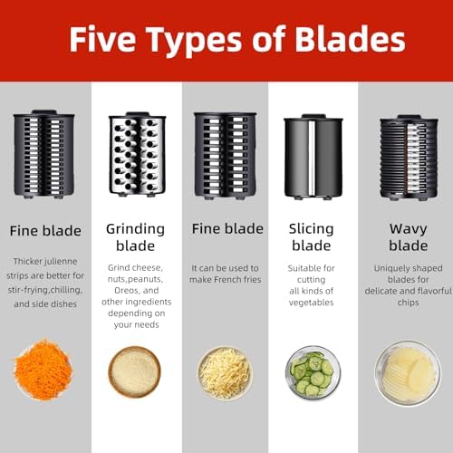 5-in-1 300W Electric Cheese Grater and Vegetable Slicer