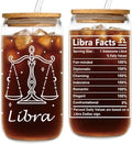 Libra Birthday Gifts for Women - 16oz Libra Sign Glass Tumbler with
