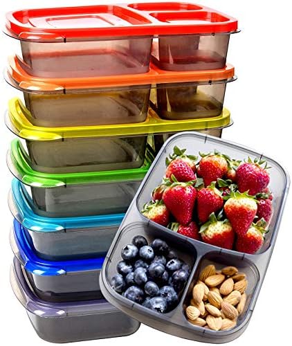 Youngever 7 Pack Bento Lunch Box, Meal Prep Containers, Reusable 3