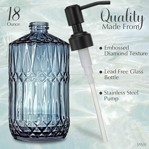 JASAI 18 Oz Blue Soap Dispenser with Black Pump