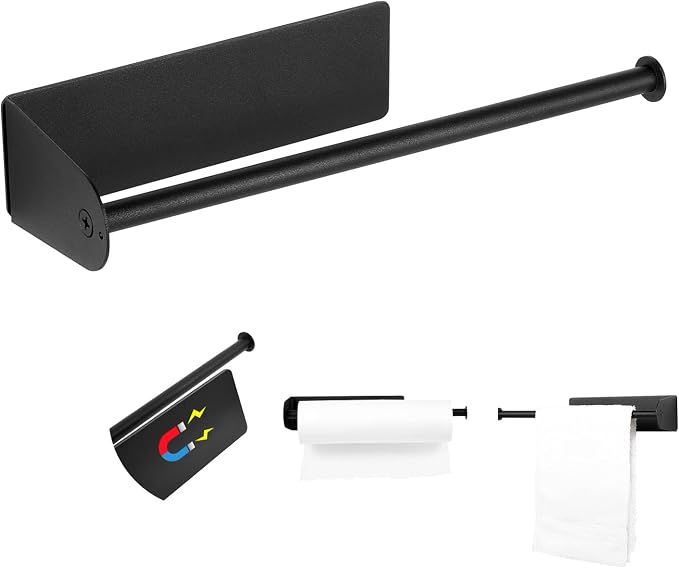 Paper Towel Holders Magnetic Steel Black Towel Roll Holders by GBESTWOOW