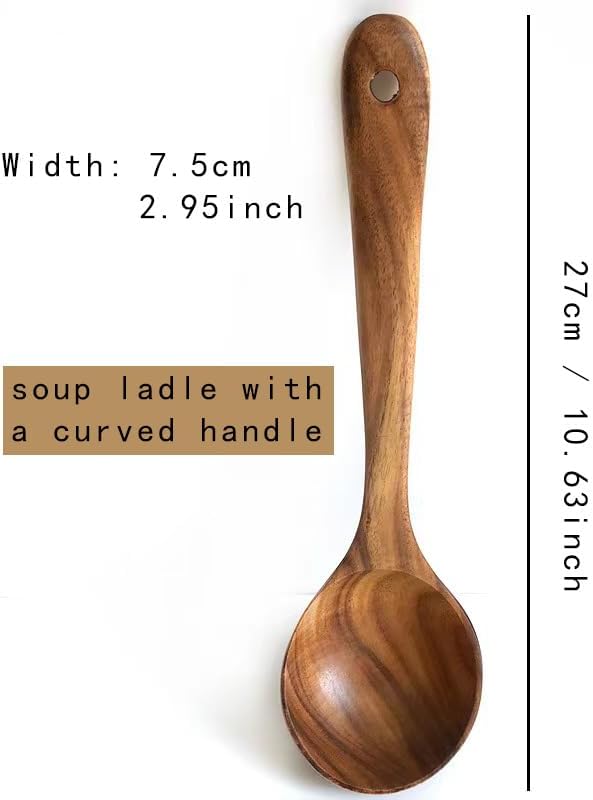 Souped Up Recipes 6 Piece Natural Teak Wooden Kitchen Utensils Set