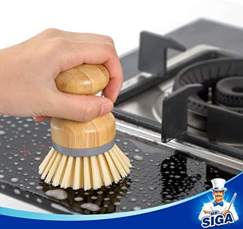 MR.SIGA Bamboo Dish Scrub Brush, Pack of 2