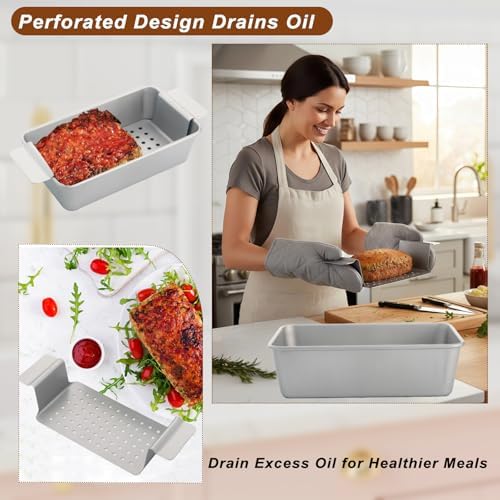Meatloaf Pan with Drain Tray, Nonstick Loaf Pan Set of 2