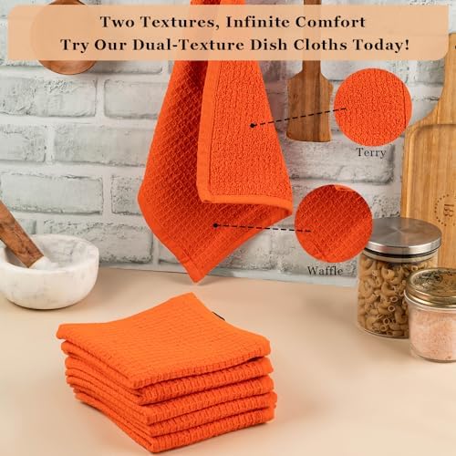 Dish Towels|Kitchen Dish Cloths Two-sided Waffle Terry|12x12 Inches