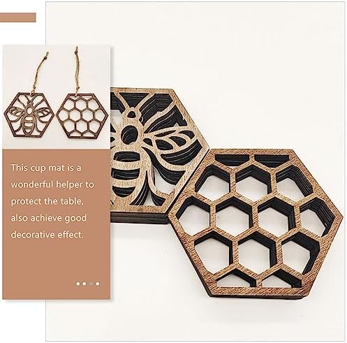 Alipis Honeycomb Wooden Coasters Set of 10 3.93X3.14 Inch Lightweight