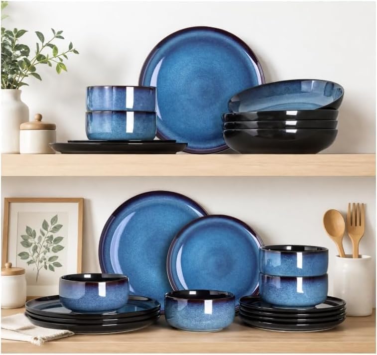 LERATIO Ceramic Dinner Plates Set of 6,10.5 Inch Reactive Glaze Plate