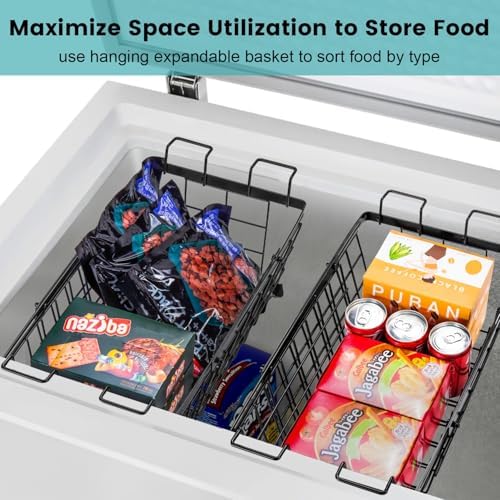 2 Pack Expandable Freezer Organizer Bins, Adjustable Wire Baskets for