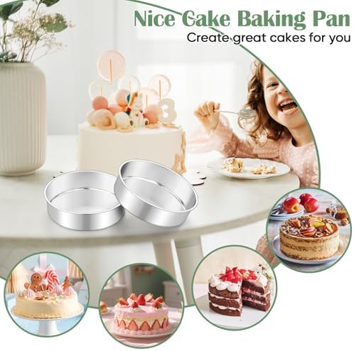 TeamFar 7 Inch Cake Pan Set of 3, Stainless Steel Round Cake Baking