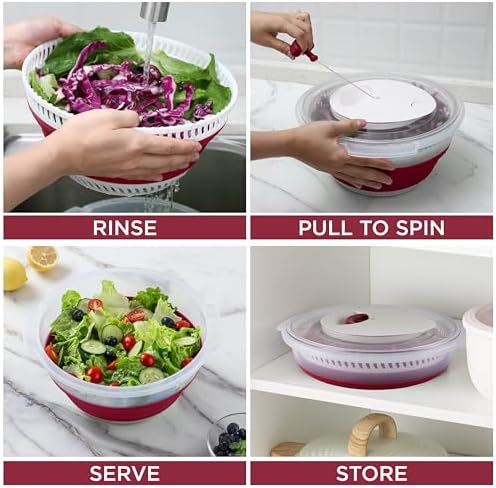 COOK WITH COLOR Collapsible Salad Spinner - 4 QT Space Saving Lettuce