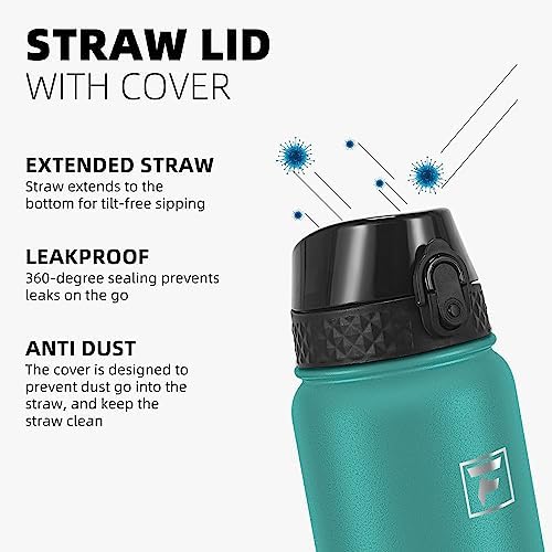 Fanhaw 20oz Kids Stainless Steel Water Bottle with Straw Lid, Green