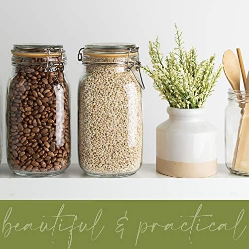 Glass Jars with Airtight Lids 50 oz [Set of 2]