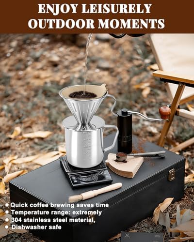 304 Stainless Steel Pour Over Coffee Dripper 600ml Cup/V02 Paper