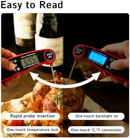 Digital Instant Read Meat Thermometer, Waterproof Red