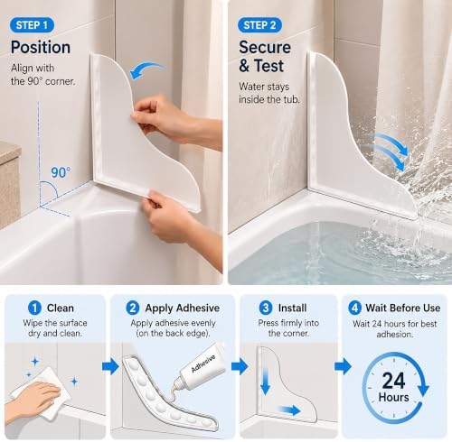 2 Pack 10x10 Inch Shower Splash Guard for Bathtub & Bathroom Sink