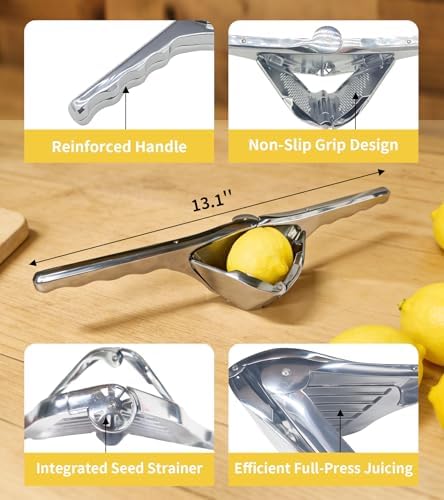 Silver Manual Lemon Squeezer, Handheld Citrus Press
