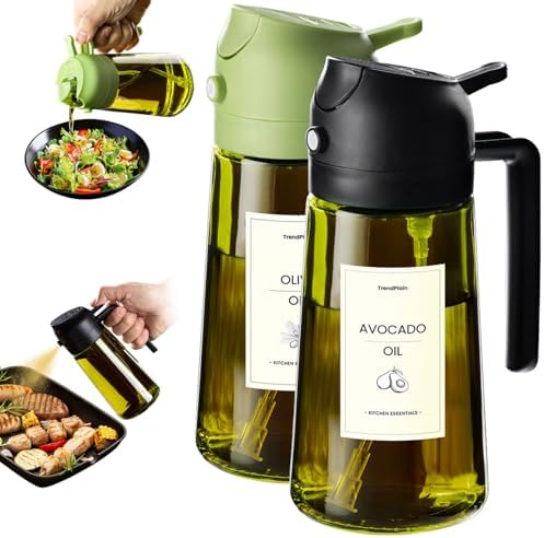 TrendPlain 16oz Olive Oil Dispenser Bottle, Black & Green