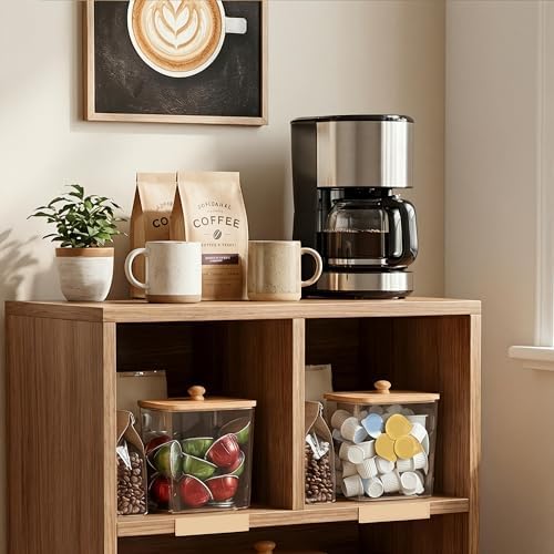 Coffee Pod Storage Containers with Bamboo Lid, BPA-Free Clear Coffee