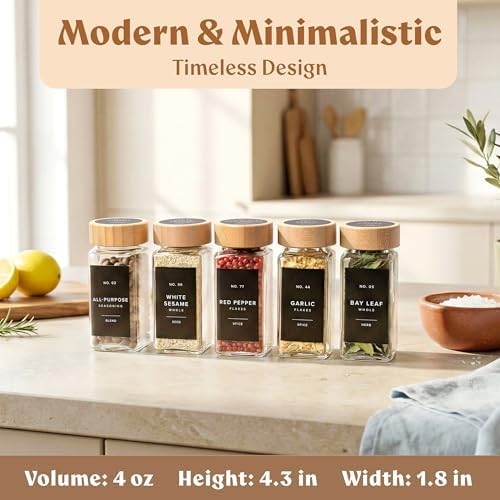 EDELHAUS Magnetic Spice Rack, 24 Bamboo Lid Jars