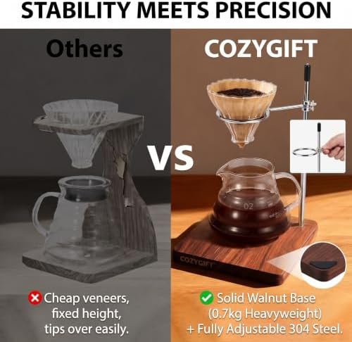 Pour Over Coffee Maker Stand with American Black Walnut Base