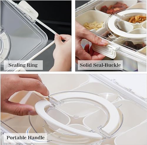 2Pack Divided Veggie Tray with Lid and Handle 8 Compartment Serving