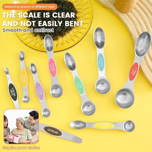 Magnetic Measuring Spoons Stainless Steel Double Sided Teaspoon Easy