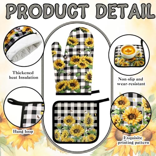 Fanfanwin 10 Pcs Kitchen Decor Set, Beige, Sunflower