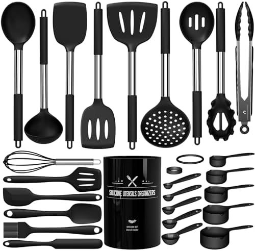 Umite Chef Silicone Kitchen Utensils Set, 26Pcs Black
