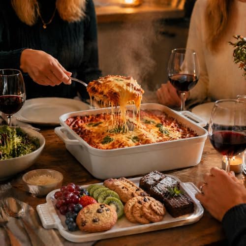 3.4" Deep Ceramic Casserole Dish with 2-in-1Lid, 4.8 QT, 9x13 inch