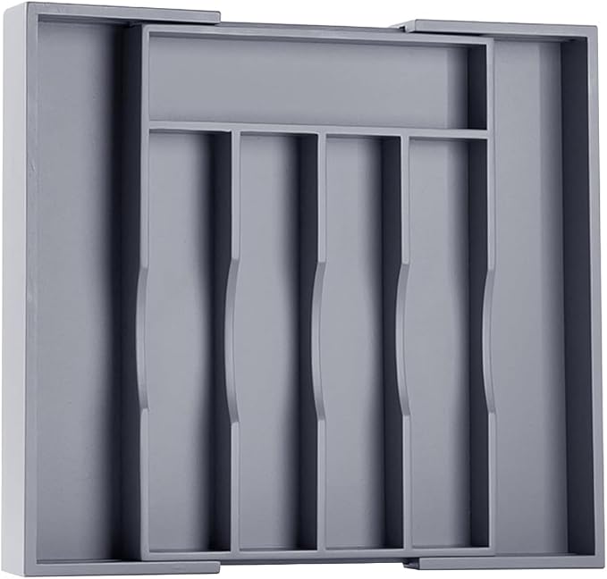 Kitchen Silverware Drawer Organizer and Storage Bamboo Wood Cooking Utensil - Image 8